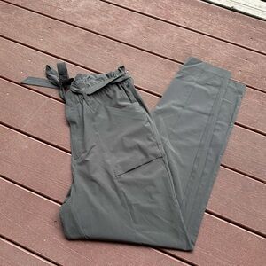 Modern Ambition Womens Large Gray Tie Front Paper Bag Pants Taper Leg